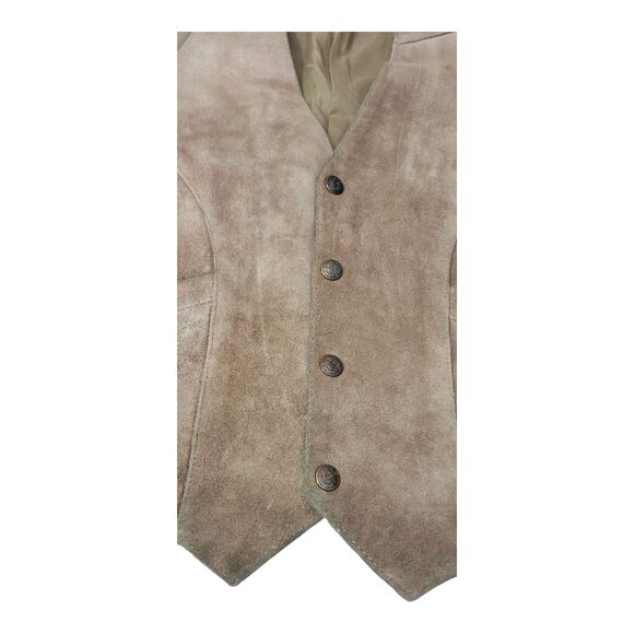 Vintage Chess King Suede Leather Vest Men’s Medium Korea Western Button Front - Picture 4 of 13